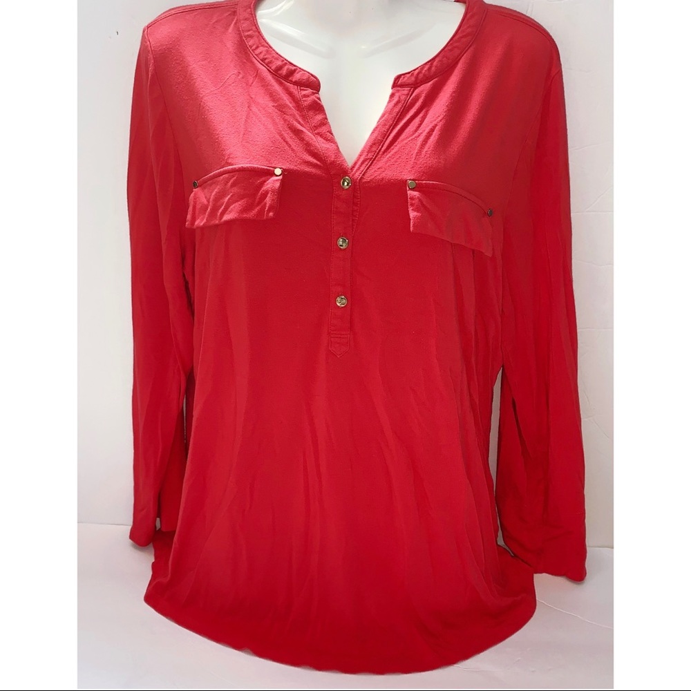 Charter Club Peachy Pink Womens Blouse 1X